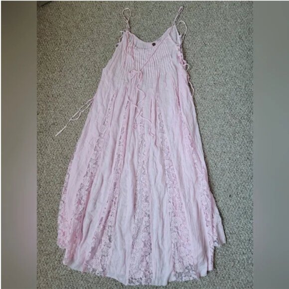 Free People Hailee Maxi Pink Slip Dress size M - Picture 7 of 9